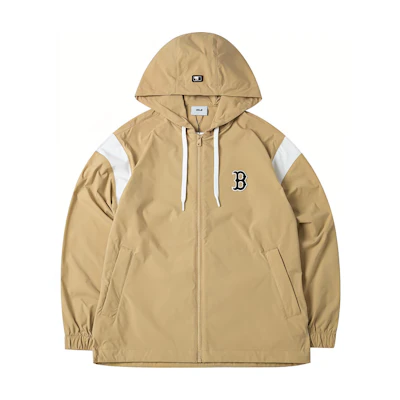 MLB Unisex Letter Casual Zip-Up Hoodie Jacket - Beige 3AWJV0343-43BGS