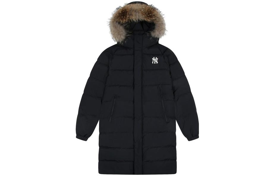 MLB Unisex Long Puffer Jacket with Fur Hood Black 31DJZ3061-50L