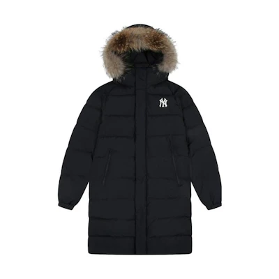 MLB Unisex Long Puffer Jacket with Fur Hood Black 31DJZ3061-50L