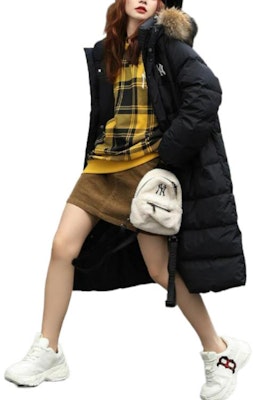 MLB 男女長版羽絨外套 帶毛帽 黑色 31DJZ3061-50L Shop MLB 男女長版羽絨外套 帶毛帽 黑色 31DJZ3061-50L