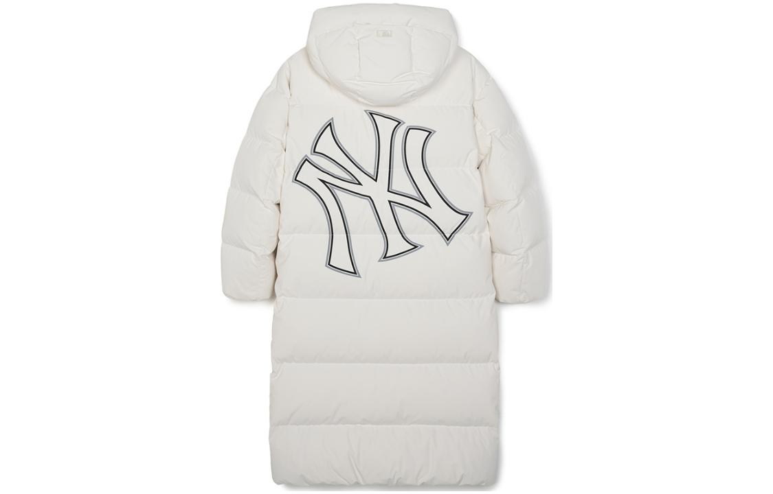 MLB Unisex Matte White Hooded Long-Sleeve Mid-Length Down Jacket 3ADJB1836-50CRS