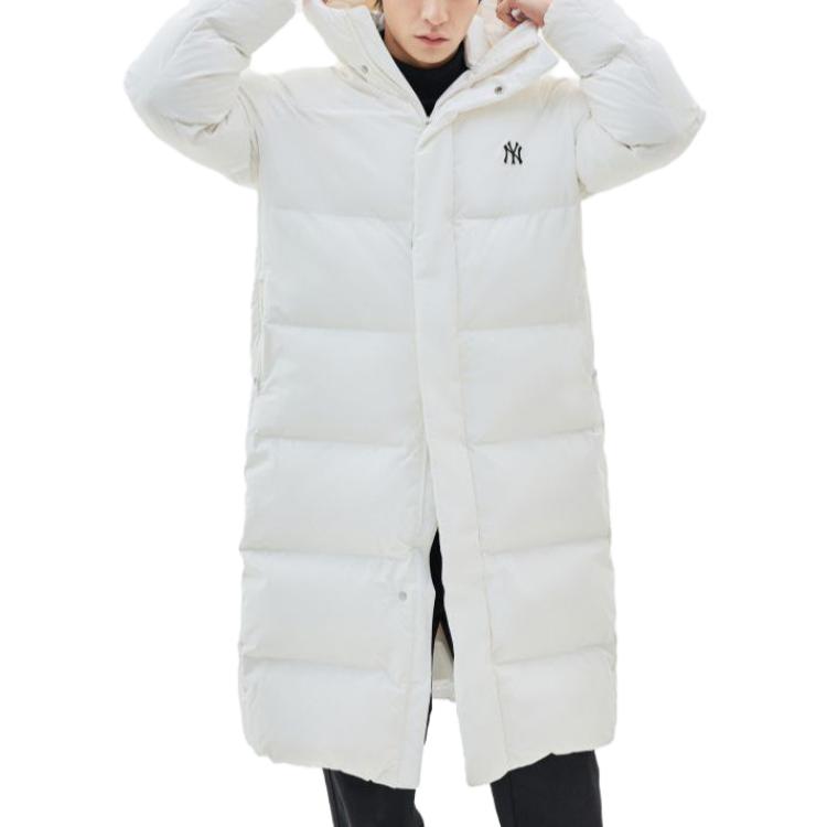 Sizing MLB 유니섹스 매트 화이트 후드 롱슬리브 미드롱 다운 자켓 3ADJB1836-50CRS