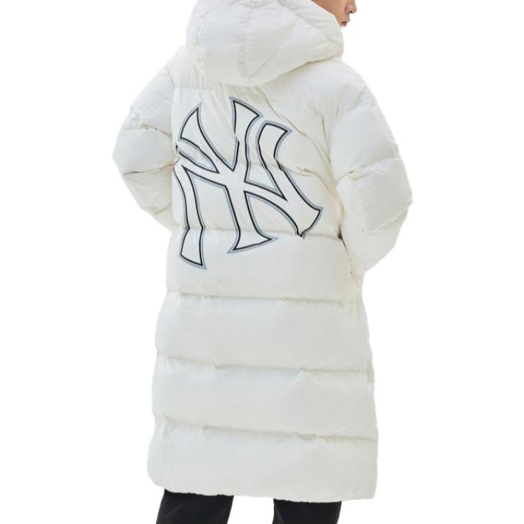 Cheap MLB 유니섹스 매트 화이트 후드 롱슬리브 미드롱 다운 자켓 3ADJB1836-50CRS