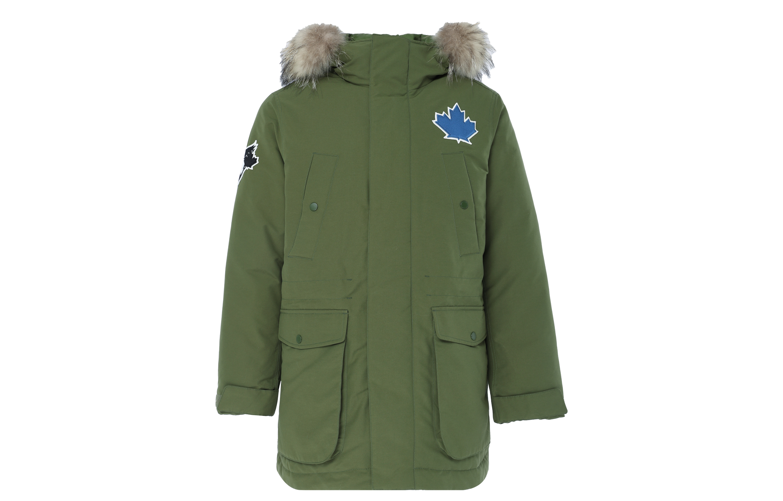 MLB Unisex Short Hooded Puffer Jacket Military Green Casual Long Sleeve 31DJCG061