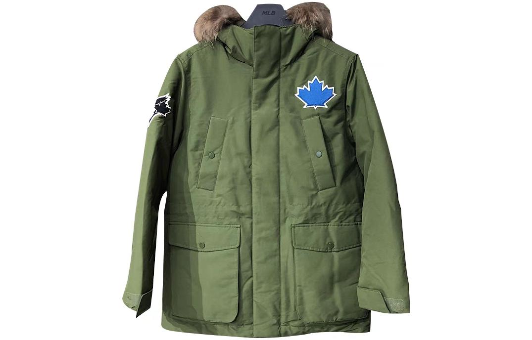 MLB Unisex Short Hooded Puffer Jacket Military Green Casual Long Sleeve 31DJCG061 圖 2