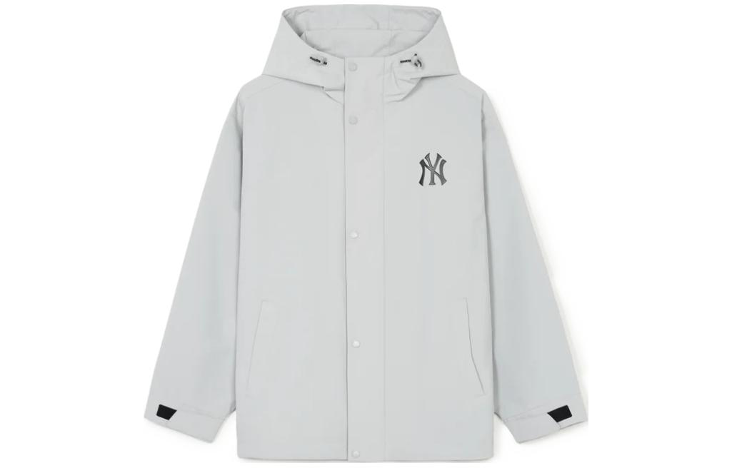 MLB Unisex White Solid Color Hoodie Jacket with Single-Button Design 3AWJB0141-50GRL 圖 2
