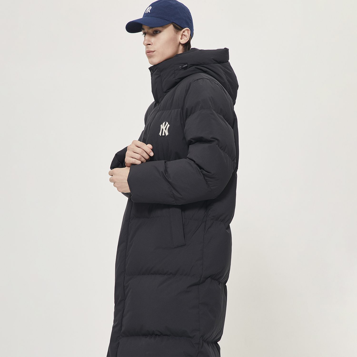 Sizing MLB 男女通用洋基刺绣宽松长款羽绒大衣 黑色 31DJ02961-50L