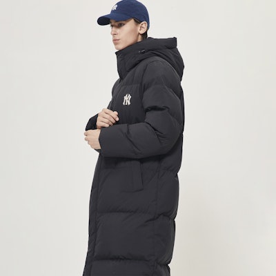 MLB 男女通用洋基刺绣宽松长款羽绒大衣 黑色 31DJ02961-50L Sizing MLB 男女通用洋基刺绣宽松长款羽绒大衣 黑色 31DJ02961-50L