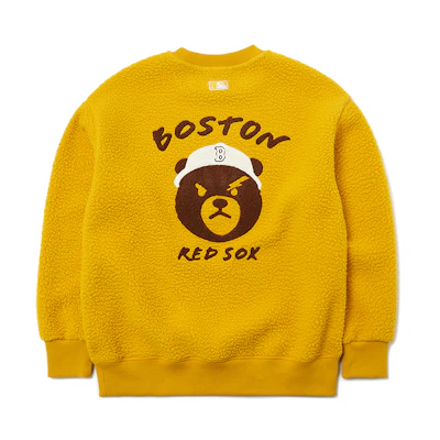 MLB Unisex Yellow Crewneck Sweatshirt with Embroidered Bear Design 3AMTEC816-1