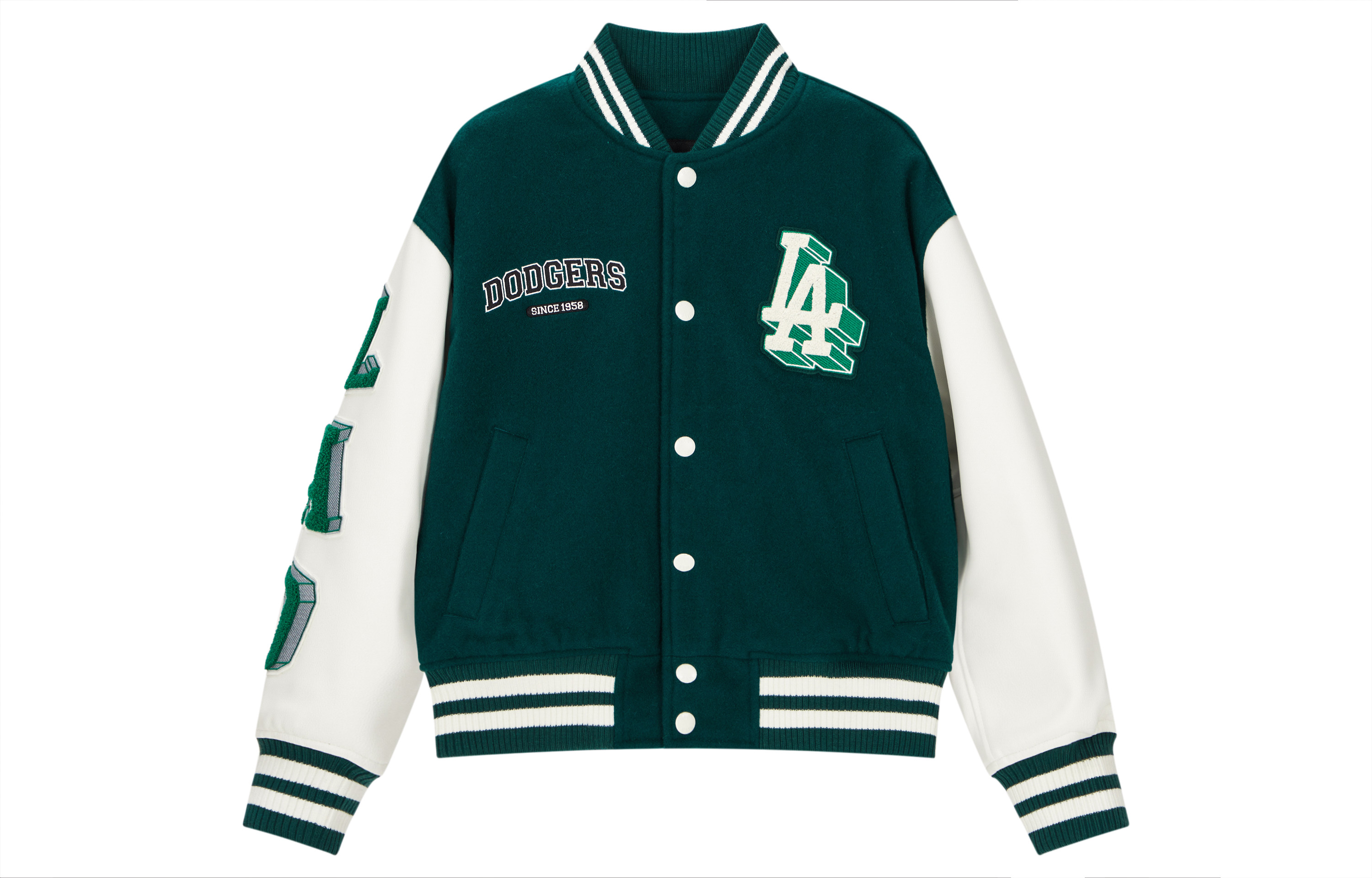 MLB Varsity LA Dodgers Green Baseball Jacket Unisex FW23. 3AJPV0234-07GND