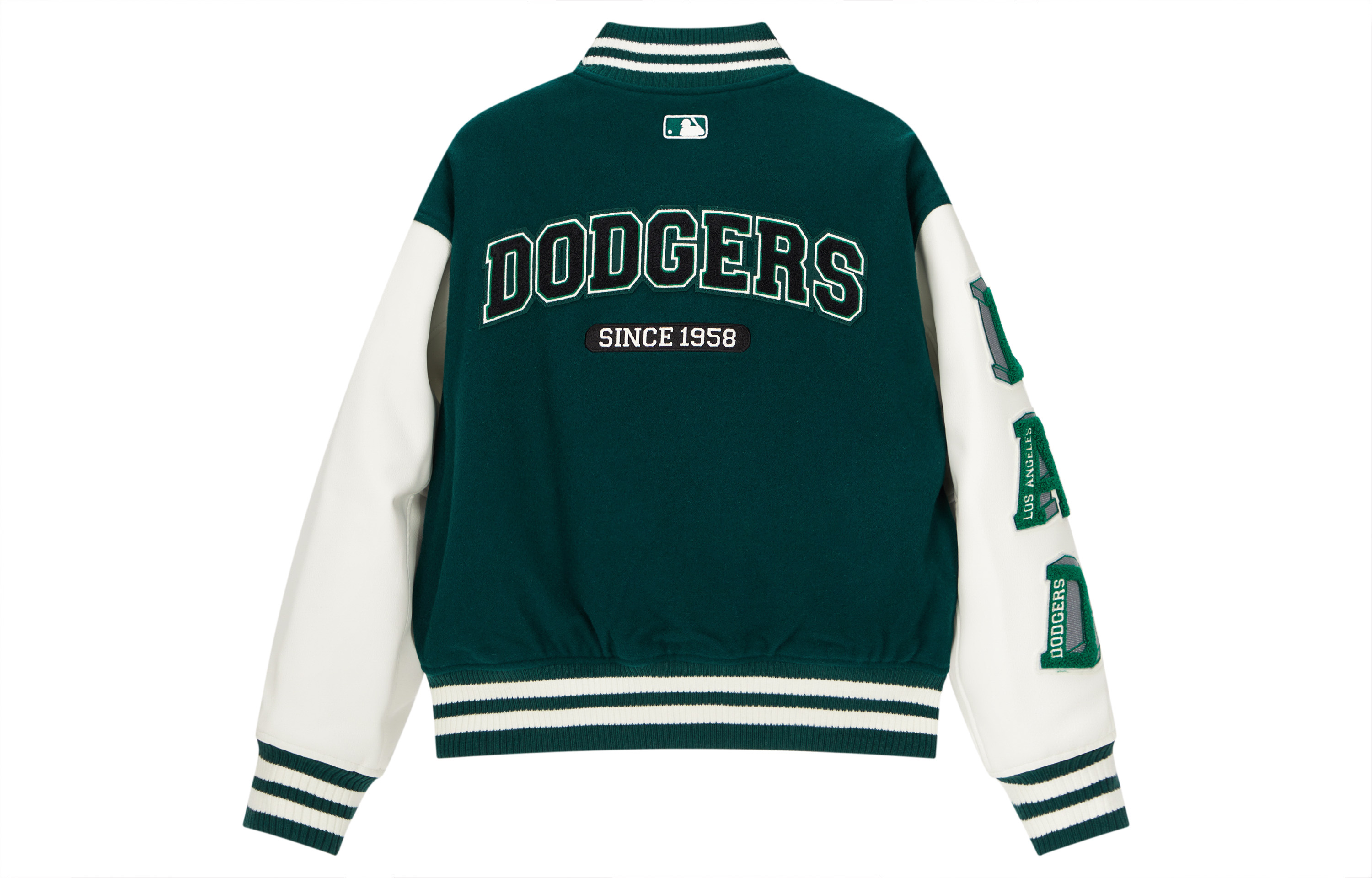 Lookbook Chaqueta Varsity MLB LA Dodgers Verde Unisex FW23 Béisbol. 3AJPV0234-07GND