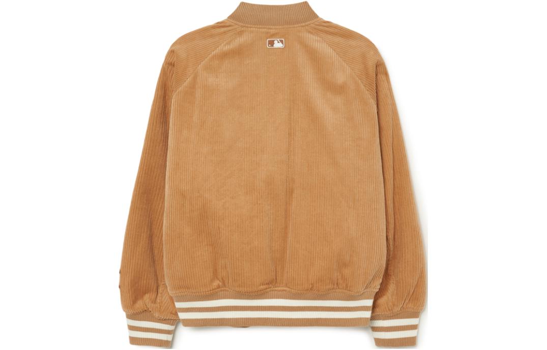 Lookbook MLB Varsity Letter Print Baseball Jacket Beige 3AJPV1334-50BGS