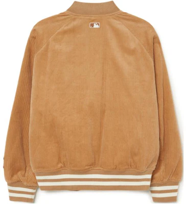 MLB Varsity Letter Print Baseball Jacket Beige 3AJPV1334-50BGS Lookbook MLB Varsity Letter Print Baseball Jacket Beige 3AJPV1334-50BGS