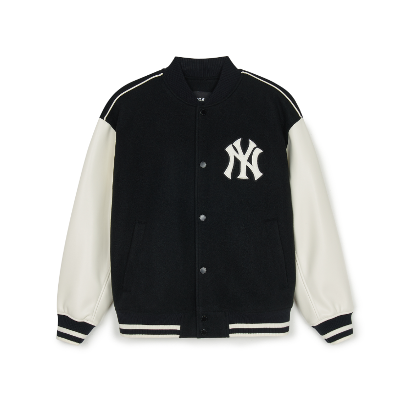 MLB Varsity New York Yankees Black Logo Casual Unisex Long Sleeve Jacket 3AJPV0151-50BKS