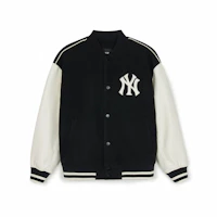 Order MLB Varsity New York Yankees Black Logo Casual Unisex Long Sleeve Jacket 3AJPV0151-50BKS