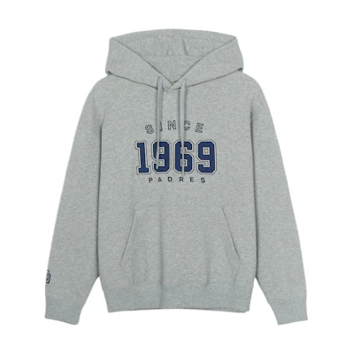 MLB Varsity Overfit Hoodie White - Letter Print Unisex Pullover Sweatshirt 3AHDV0144-13MGS