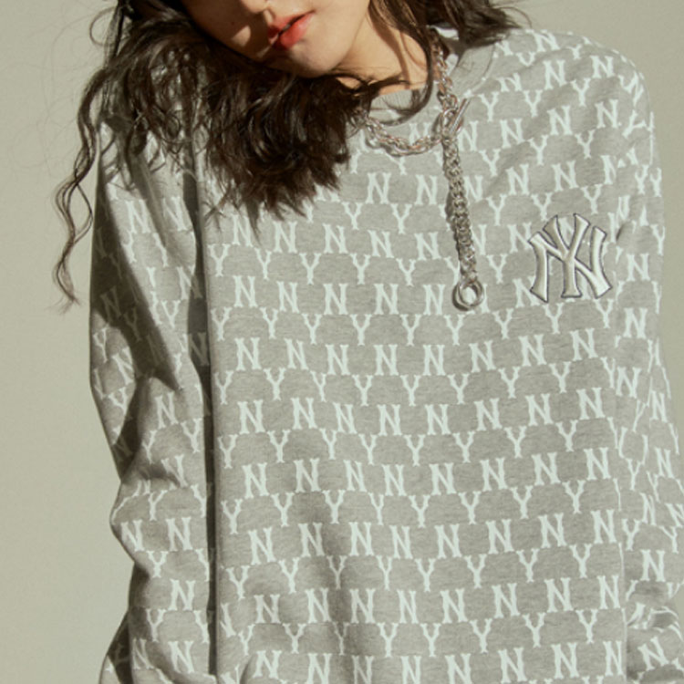 Shop MLB 빈티지 로고 뉴욕 양키스 후드티 유니섹스 그레이 31MTM1111-50M