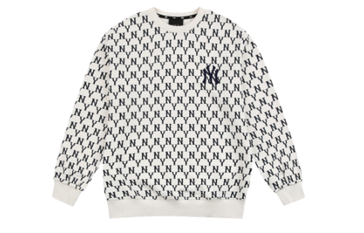 MLB Vintage New York Yankees Unisex Ivory White Loose Fit Long Sleeve Sweatshirt 31MTM2941-50I