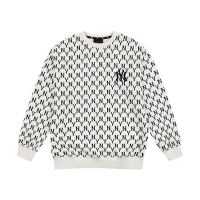 MLB Vintage New York Yankees Unisex Ivory White Loose Fit Long Sleeve Sweatshirt 31MTM2941-50I