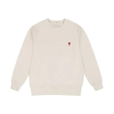 MLB White Embroidered Logo Crewneck Sweatshirt Unisex Casual Wear 31MT01011-10I
