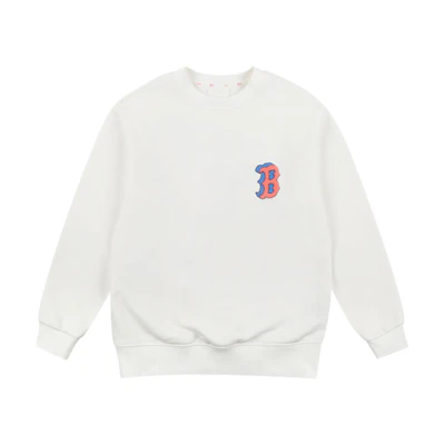 MLB White Embroidered Logo Oversized Casual Unisex Sweatshirt 31MT02111-43I