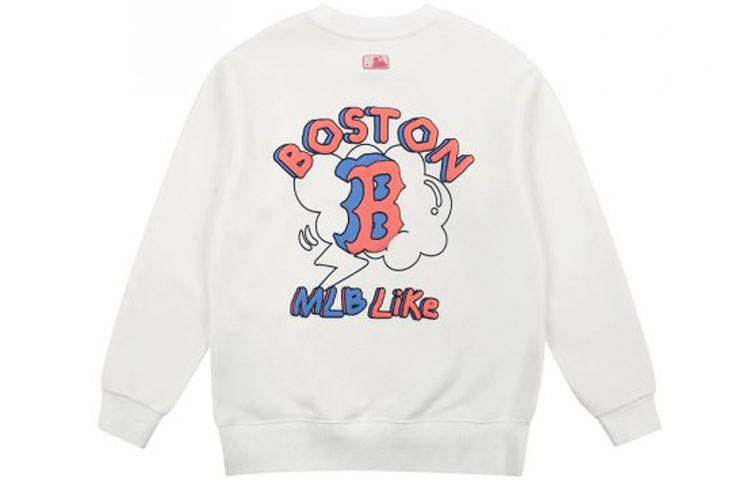 MLB White Embroidered Logo Oversized Casual Unisex Sweatshirt 31MT02111-43I 圖 3