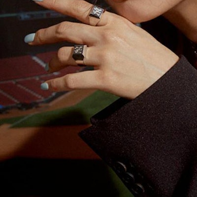 MLB White Letter Engraved Open Ring Unisex Couple Style 32JD01111 Shop MLB White Letter Engraved Open Ring Unisex Couple Style 32JD01111