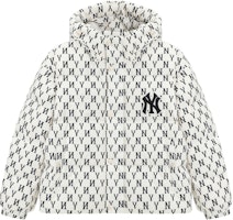 MLB White Monogram Short Down Jacket Unisex - Warm & Casual Hooded Puffer. 3ADJM0326-50CRS MLB White Monogram Short Down Jacket Unisex - Warm & Casual Hooded Puffer. 3ADJM0326-50CRS