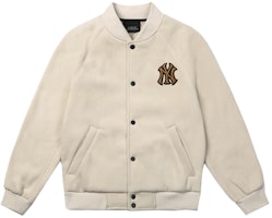 MLB White Sherpa Baseball Jacket Unisex 31JP05061-50B MLB White Sherpa Baseball Jacket Unisex 31JP05061-50B