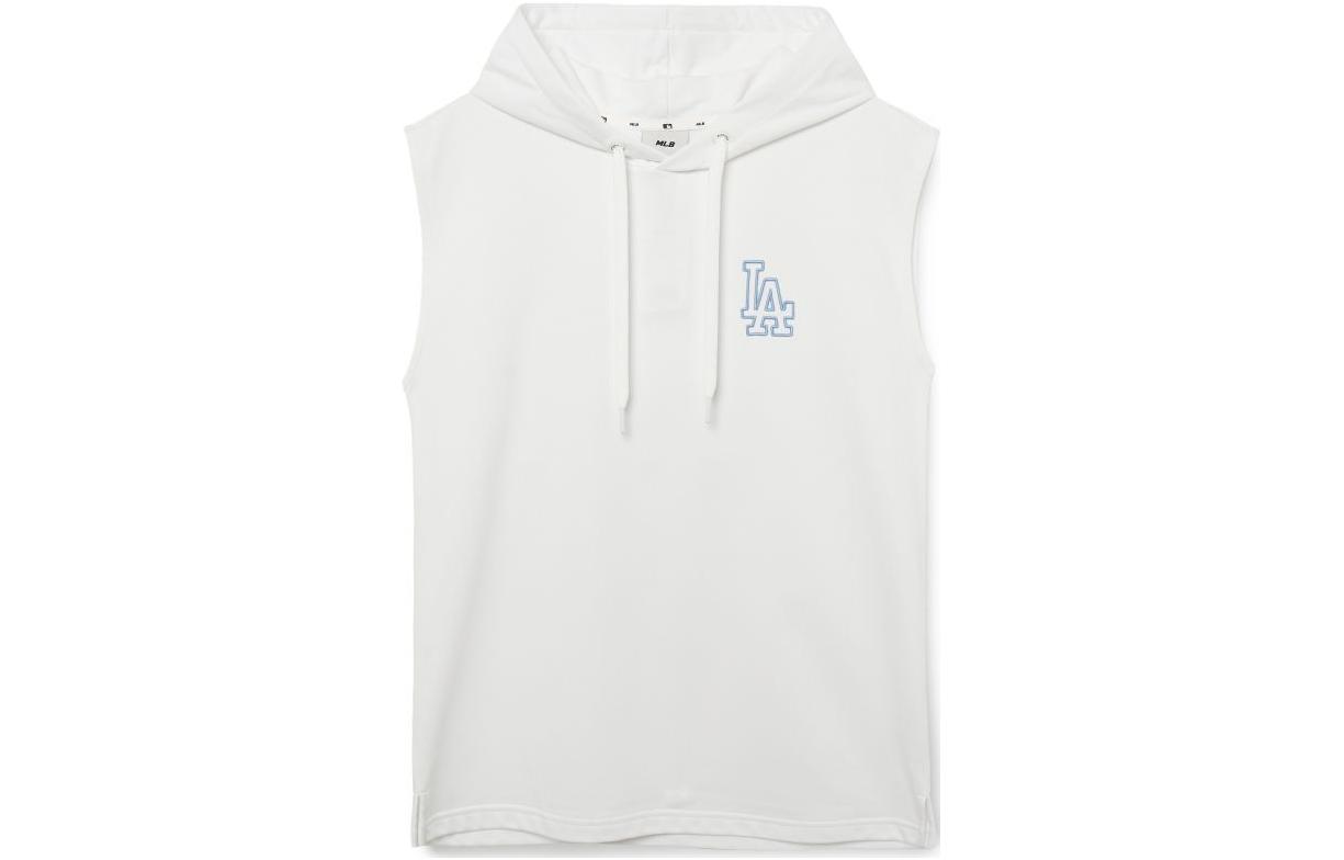 MLB White Sleeveless Hoodie with Solid Logo Print 3LTKB0333-07WHS