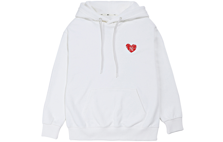 MLB White Unisex Heart Embroidered Sweatshirt 31HDL1111-50I
