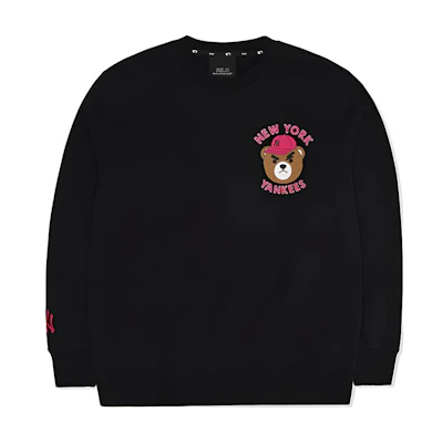 MLB Wrinkled Bear Series Unisex Black Crewneck Sweatshirt Casual Fitness Wear 3AMTEC624-1-BLACK
