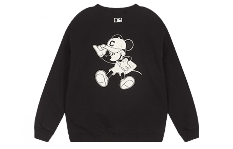 MLB Disney Cleveland Indians Mickey Print Crewneck Black Unisex Sweatshirt 31MTK2011
