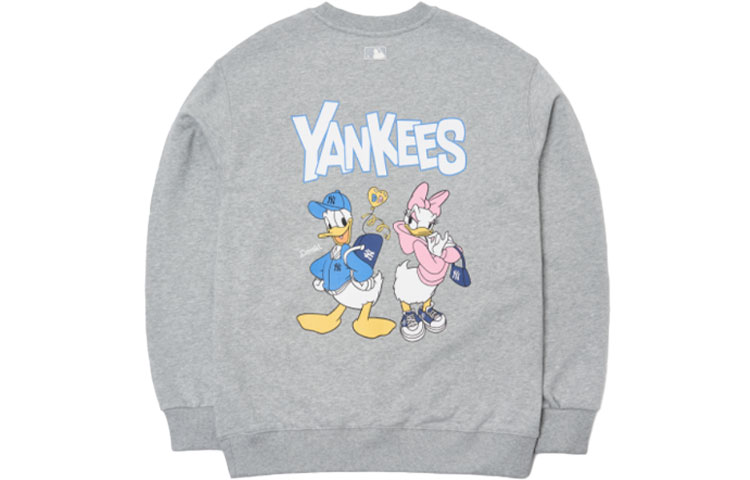 MLB Disney Collab Yankees Donald Duck Graphic Sweatshirt Unisex Gray 3AMTD1114-50MGS