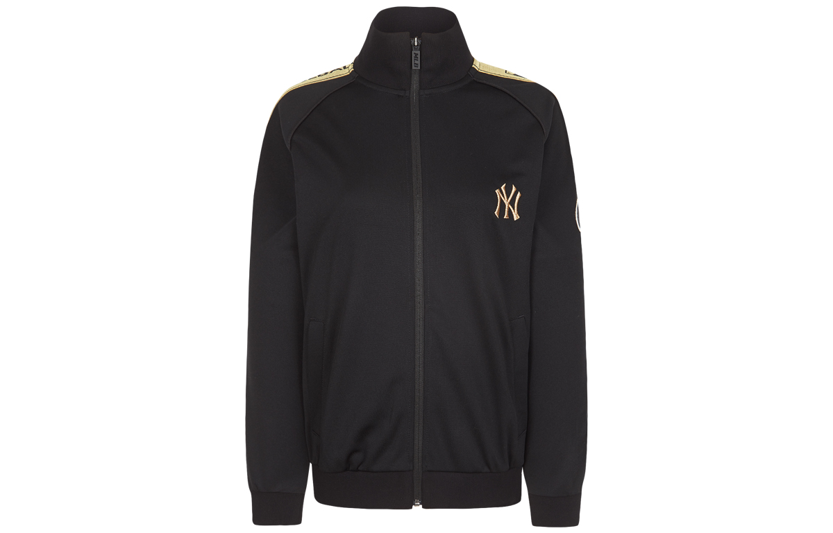 MLB Disney Collaboration Striped Letterman Jacket Unisex - Black 31TRK2031-50L