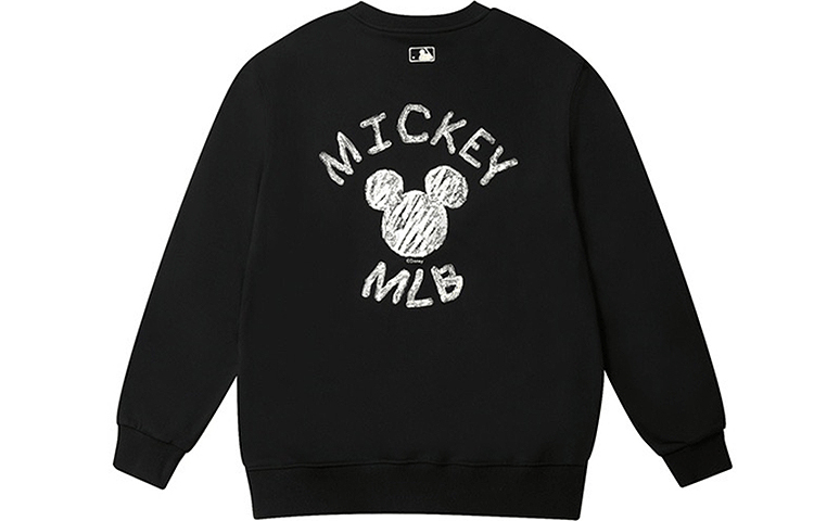 MLB Disney Collaboration Unisex Letter Crewneck Long Sleeve Sweatshirt Black 31MTK1041-43L