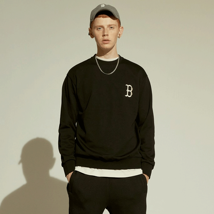 MLB Disney Collaboration Unisex Letter Crewneck Long Sleeve Sweatshirt Black 31MTK1041-43L 圖 4