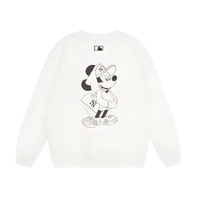 MLB Disney Collaboration White Unisex Loose-Fit Long Sleeve Sweatshirt 31MTK2011-50I