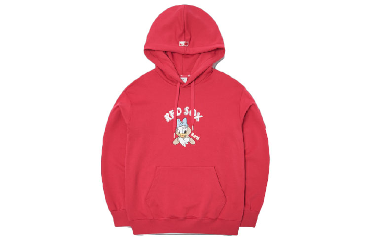 MLB Disney Donald Duck Big Logo Hoodie Boston Red Sox Red Unisex Pullover 3AHDD1014-43RDL