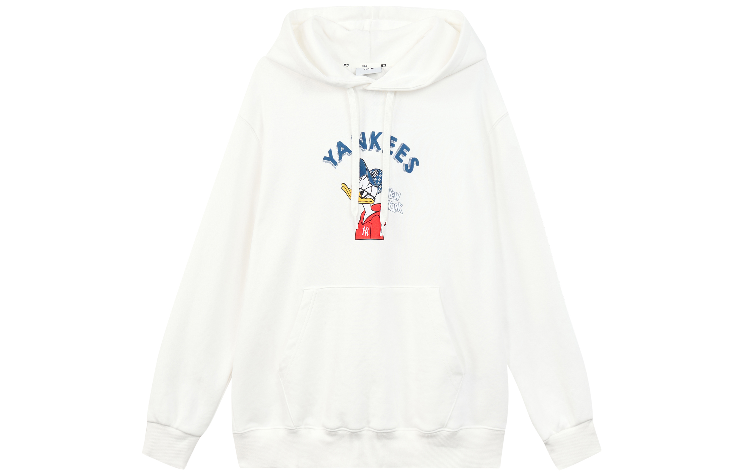 MLB Disney Donald Duck Ivory Pullover Sweatshirt Unisex College Style 3AHDD1014-50IVS 圖 2