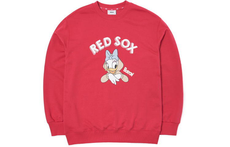 MLB Disney Red Sox Donald Duck Graphic Pullover Sweatshirt Unisex Red 3AMTD1014-43RDL