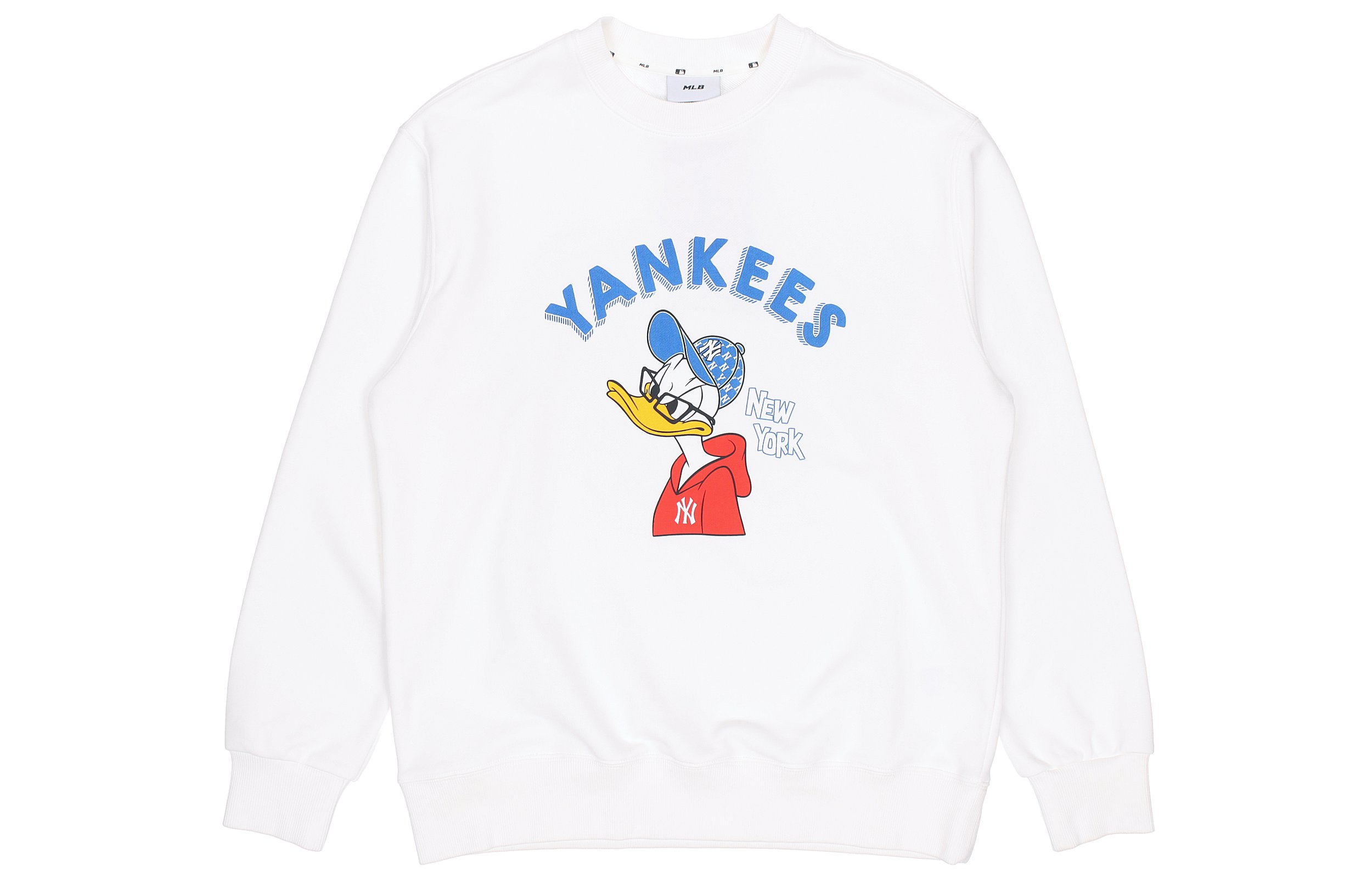 MLB Disney Yankees Donald Duck Graphic Crewneck Sweatshirt White Unisex 3AMTD1014-50IVS