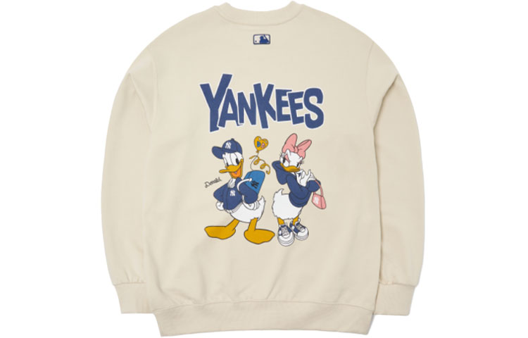 MLB Disney Yankees Donald Duck Graphic Crewneck Sweater Unisex - Off White 3AMTD1114-50BGL
