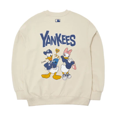 MLB Disney Yankees Donald Duck Graphic Crewneck Sweater Unisex - Off White 3AMTD1114-50BGL