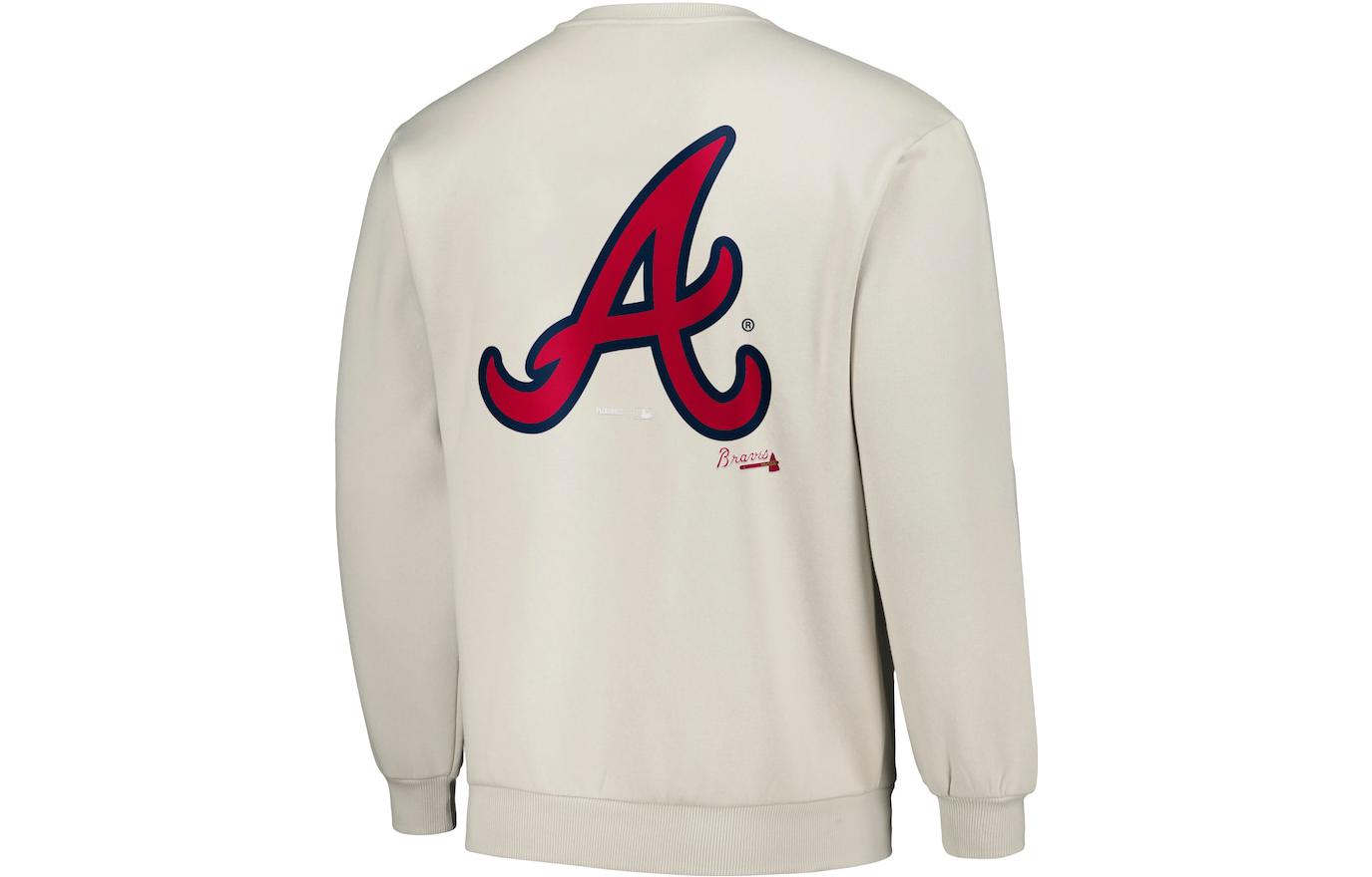 MLB PLEASURES FW23 AtlAnta Braves Baseball Letter Crewneck Sweatshirt Grey Men 200032431