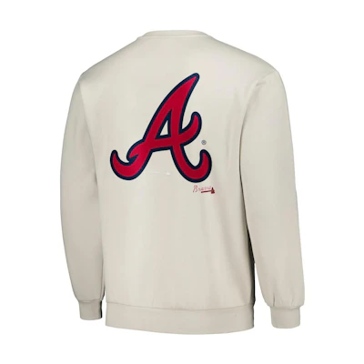 MLB PLEASURES FW23 AtlAnta Braves Baseball Letter Crewneck Sweatshirt Grey Men 200032431