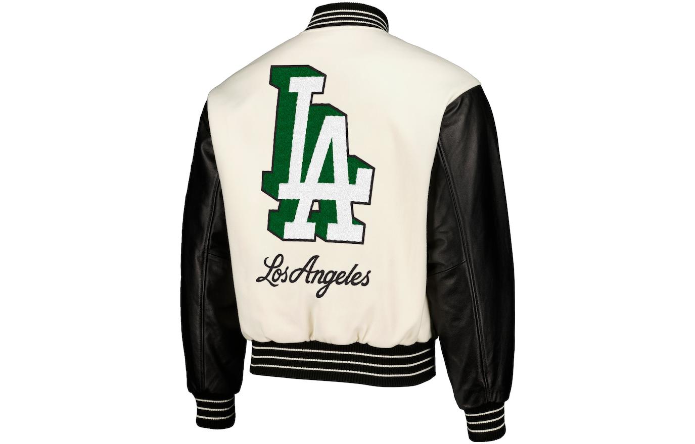 MLB PLEASURES FW23 Los Angeles Dodgers White Snap-Button Baseball Jacket Mens 200031410 圖 3