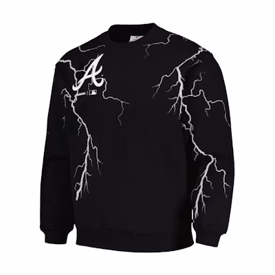 MLB PLEASURES SS23 AtlAnta Braves Lightning Crewneck Sweatshirt Black 5328323