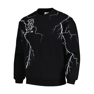 MLB PLEASURES SS23 Boston Red Sox Lightning Print Crewneck Sweatshirt Black 5328325