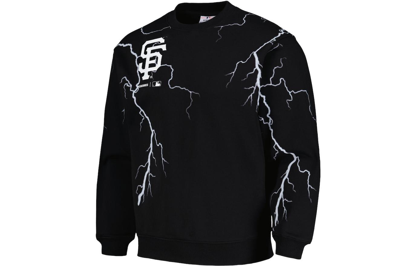 MLB PLEASURES SS23 Giants Lightning Graphic Crewneck Sweatshirt Black Mens 5328336